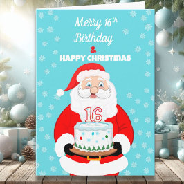 Lycklig Merry 16:e födelsedagsjultomten Kort