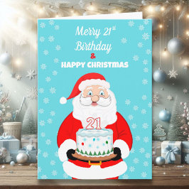 Lycklig Merry 21:a födelsedagsjultomten Kort
