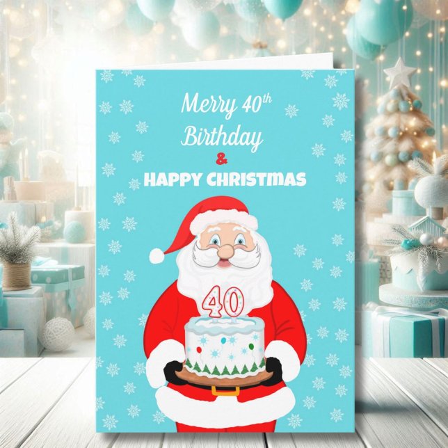 Lycklig Merry 40:e jultomten på födelsedagen Kort (Skapare uppladdad)