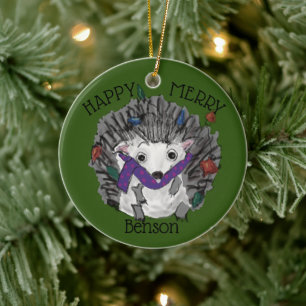 Lycklig Merry Benson julprydnad. Julgransprydnad Keramik