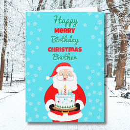 Lycklig Merry Birthday jul Santa Brother Kort