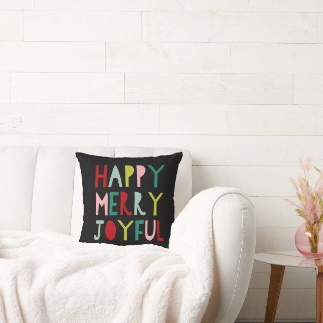 Lycklig Merry Glatt | Bright Modern jul Kudde (Soffa)