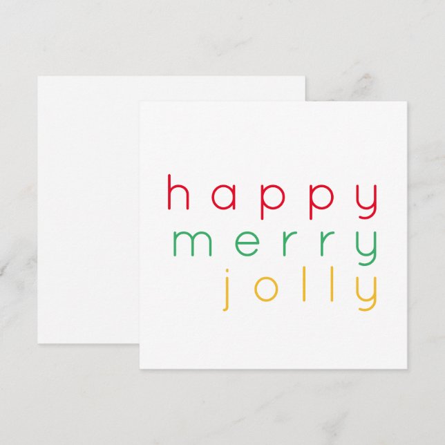 LYCKLIG MERRY JOLLY 5,25 Square Flat Card Julkort (Fram/baksida)