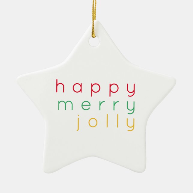 LYCKLIG MERRY JOLLY Ceramic Star Ornament (Framsidan)