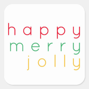 LYCKLIG MERRY JOLLY Large Square Stickers Fyrkantigt Klistermärke