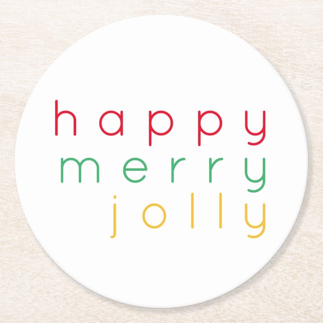 LYCKLIG MERRY JOLLY Round Papper Underlägg Rund (Framsidan)