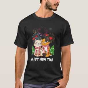 Lycklig Mew Year 2022 Funny Cat Nyårsafton Party T Shirt