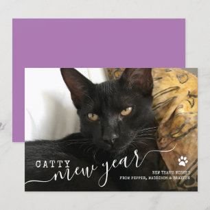 Lycklig Mew Year Cat Photo New Yards Helgdag Card Julkort