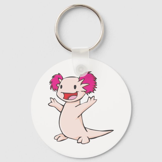 Lycklig mexikanska Axolotl Tecknad Nyckelring (Framsida)