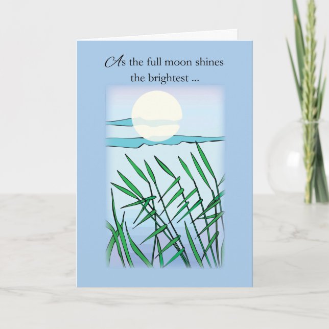 Lycklig Mid Autumn Festival Full Moon Light Blue Kort (Framsida)