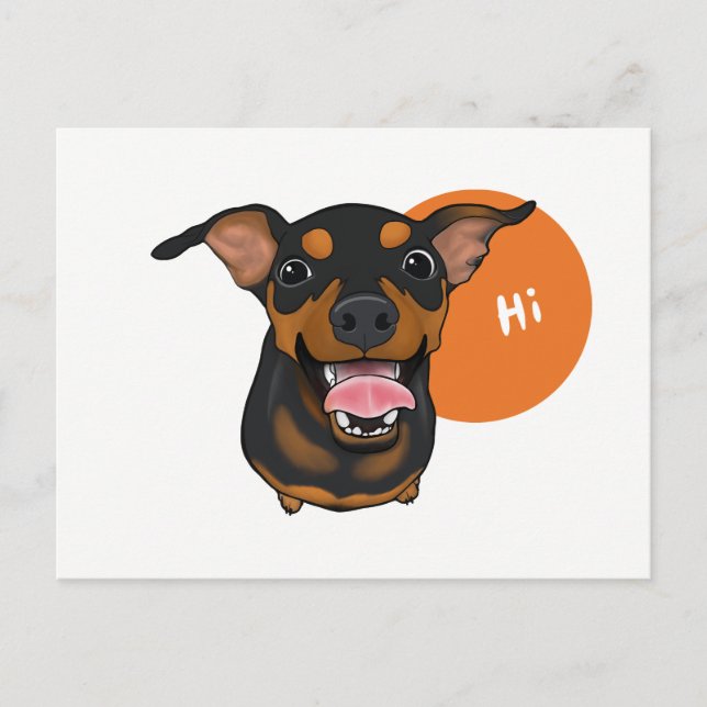 Lycklig Min Pin Ministern Pinscher Postcard Vykort (Framsida)