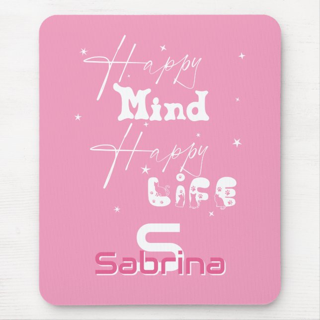 Lycklig Mind Lycklig Life Cute Mousepad Musmatta (Framsidan)