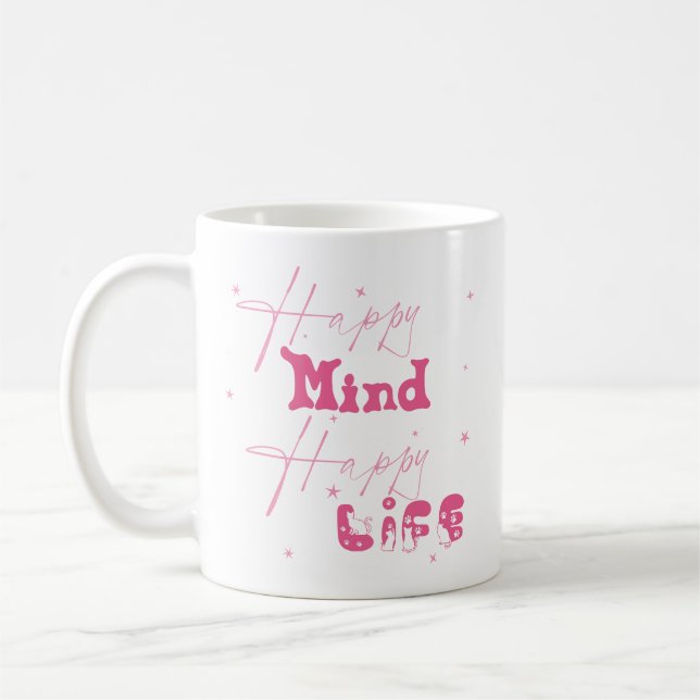 Lycklig Mind Lycklig Life Cute Mugg (Vänster)