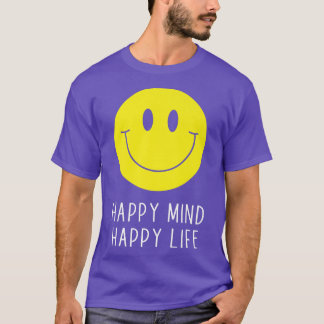 Lycklig Mind Lycklig Life Gult Smile Ansikte Motiv T Shirt