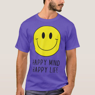Lycklig Mind Lycklig Life Gult Smile Ansikte Motiv T Shirt