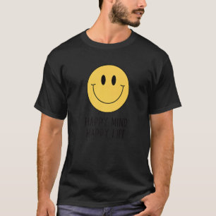 Lycklig Mind Lycklig Life Gult Smile Ansikte Motiv T Shirt