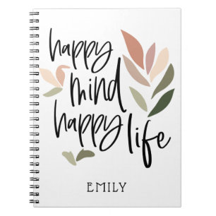 Lycklig Mind Lycklig Life Motivating Quote Namn Anteckningsbok