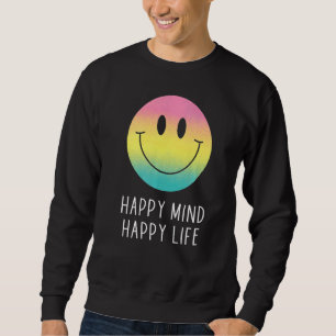 Lycklig Mind Lycklig Life Rainbow Smile Ansikte Mo Lång Ärmad Tröja