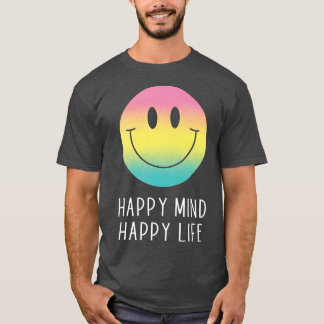 Lycklig Mind Lycklig Life Rainbow Smile Ansikte Mo T Shirt