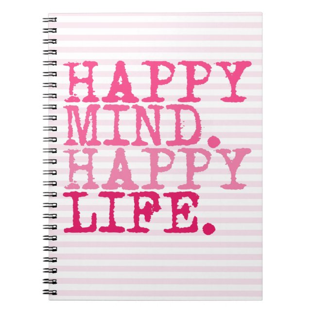 Lycklig Mind. Lycklig Life. Roligtens inspirerande Anteckningsbok Med Spiral (Framsidan)