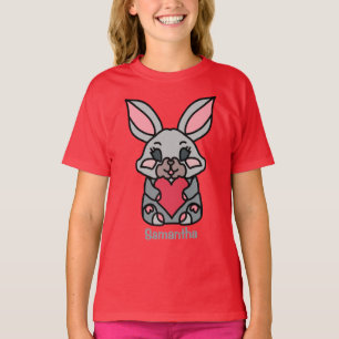 Lycklig minimalistbunny med hjärta   Kärlek T Shirt