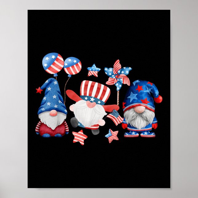 Lycklig minnesdag 4 juli med USA flagga Poster (Framsidan)