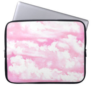 Lycklig moln på Ljusa rosa Laptop Sleeve