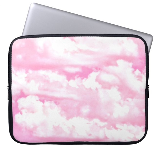 Lycklig moln på Ljusa rosa Laptop Sleeve (Framsidan)