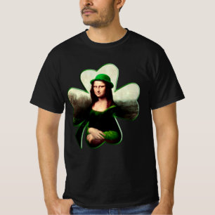 Lycklig Mona Lisa St. Patrick's Day T Shirt