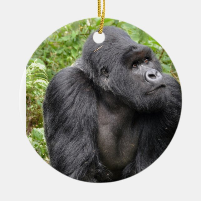 Lycklig Monkey Julgransprydnad Keramik (Framsidan)