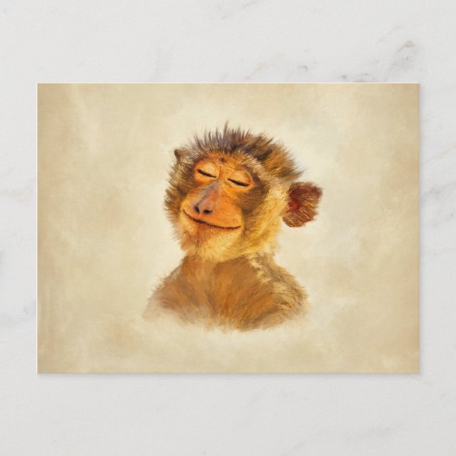 Lycklig Monkey Vykort (Framsida)
