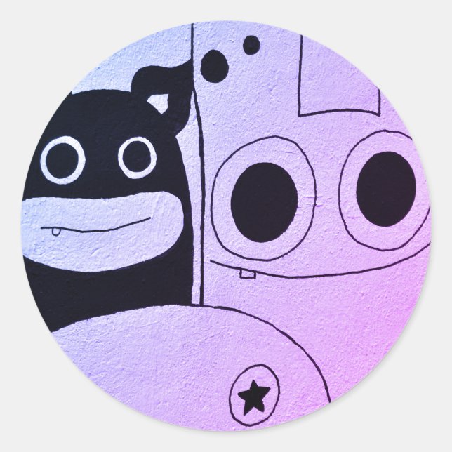 LYCKLIG MONSTER ANPASSADE Sticker Runt Klistermärke (Framsida)