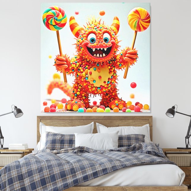 Lycklig Monster Candy Delight Design Canvastryck (Insitu (sovrum))