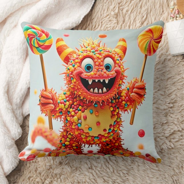 Lycklig Monster Candy Delight Design Kudde (Filt)