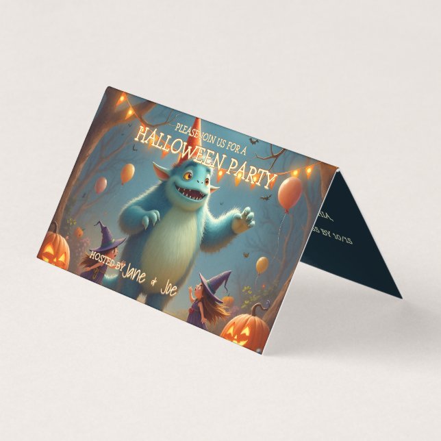 Lycklig Monster Halloween fest för barn Kort (Framsida)