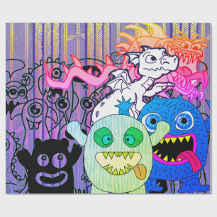 LYCKLIG MONSTER ROLIGT FÄRGWILNING Papper Presentpapper