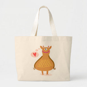 LYCKLIG MONSTER WITH HEART Tote Bag Jumbo Tygkasse