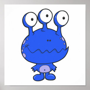 lycklig monsterblått poster