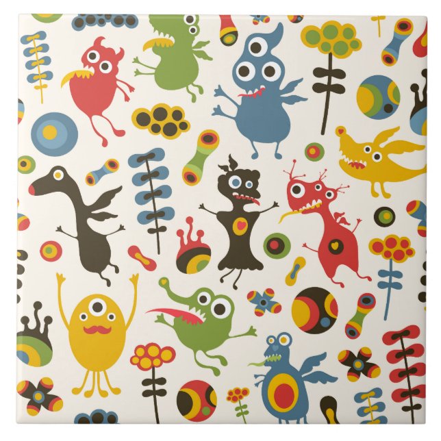 Lycklig Monsters Kakelplatta (Framsidan)