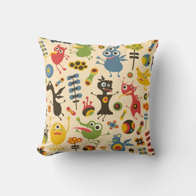 Lycklig Monsters Pillow Kudde (Framsida)