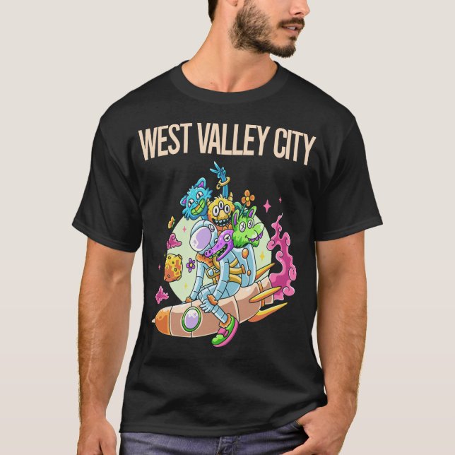 Lycklig Monsters - Väster Valley City T Shirt (Framsida)
