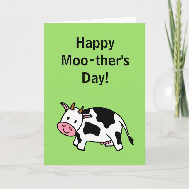 Lycklig Moo-ther Day Moo Cow med Rosa Udder Kort (Framsida)