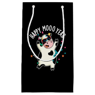 Lycklig Moo Year Funny Cow Pun Mörk BG