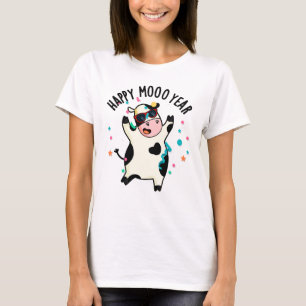 Lycklig Moo Year Funny Cow Pun T Shirt