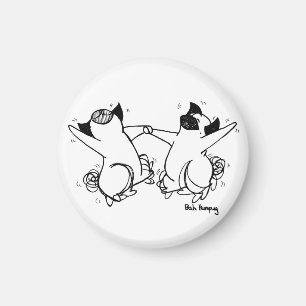 Lycklig mopsdans magnet