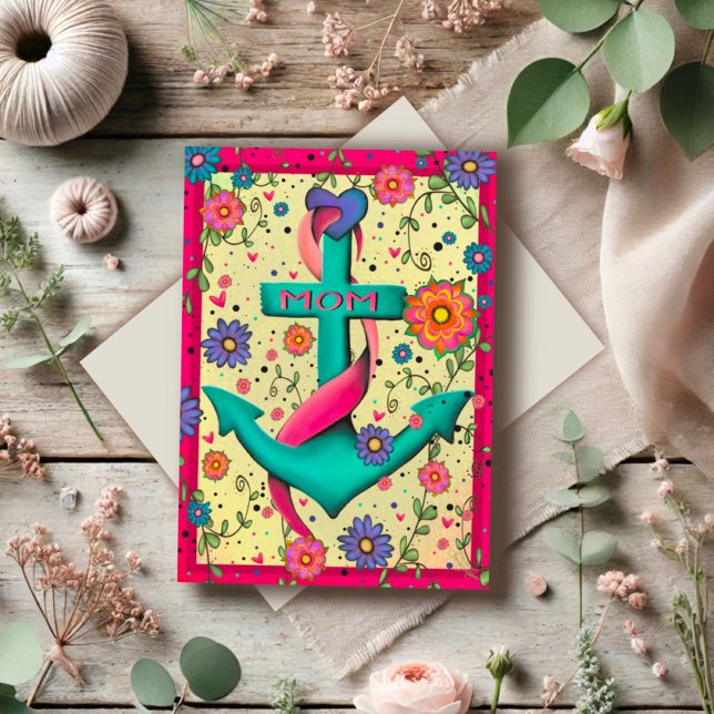 Lycklig Mor dag Anchor Söt Blommigt Mamma Kort (Skapare uppladdad)