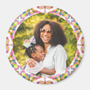 Lycklig Mor dag Mamma Mamma Rosa Grönt Gift Photo Magnet