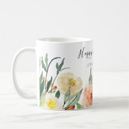 Lycklig Mor dag - persikofärgningsblommor Kaffemugg