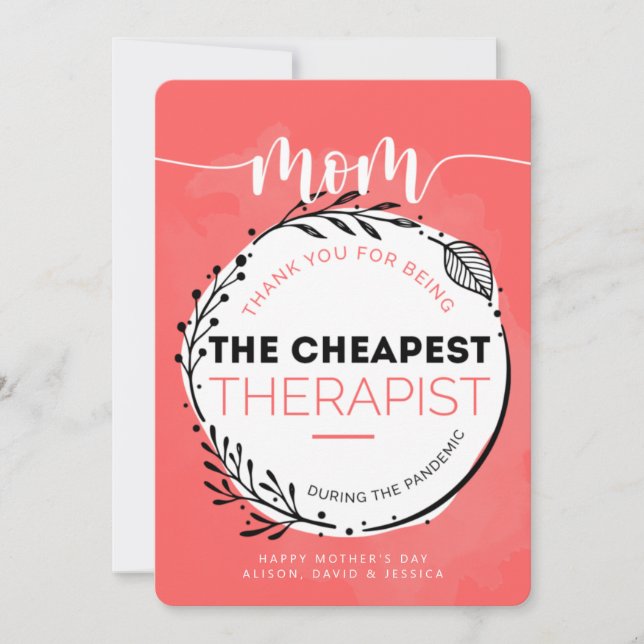 Lycklig Mor dag till min chapestterapeut Tack Kort (Framsida)