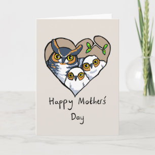 Lycklig Mor dag Uggla Nest Heart Card Kort